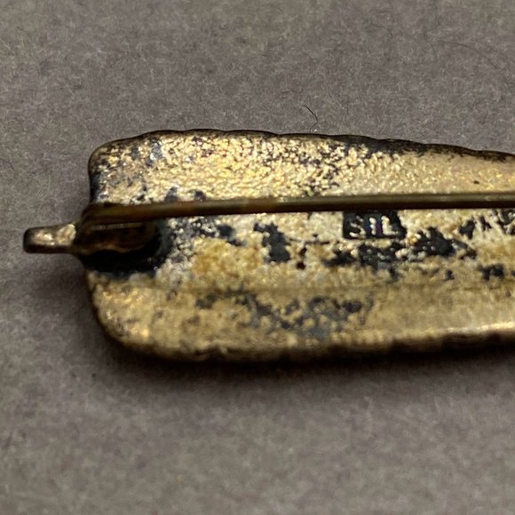 Vintage Dainty Sterling Silver Leaf Feather, Inlaid Abalone Shell Brooch Pin - Picture 6 of 6